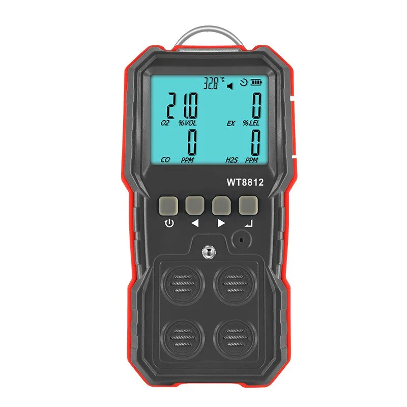 WT8812 Combustible Gas, Oxygen O2 Hydrogen Sulfide H2S Carbon Monoxide CO Detection Gas Monitor