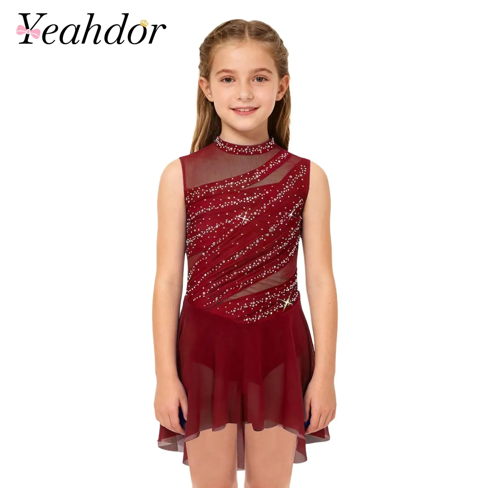 

Kids Girls Ballet Dance Leotard Dress Figure Ice Skating Rhythmic Gymnastics Costume Lyrical Dance Dress Performance Outfits