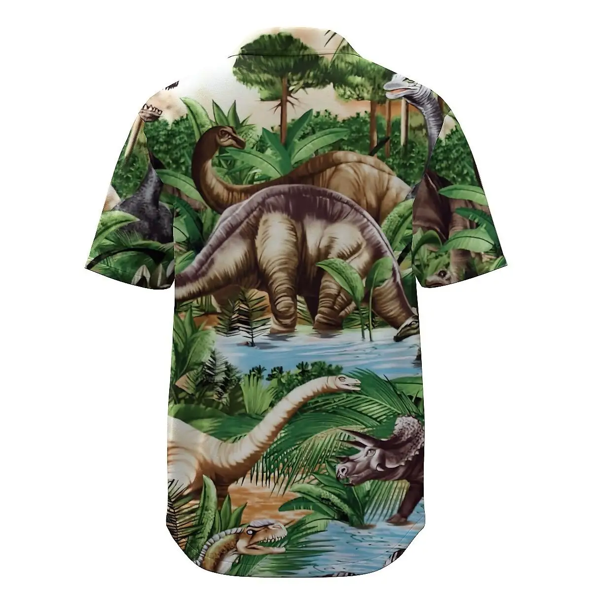 Jumeast Dinosaur Pattern Short Sleeve Hawaiian Shirt Forest Scenery 3D Print Polyester Aloha Shirts Tropical Casual Men Clothing