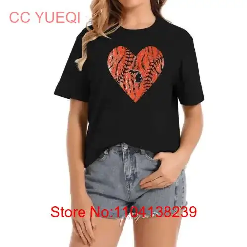 Womens Vintage Detroit Baseball Heart With Tiger Stripes T Shirt Black long or short sleeves