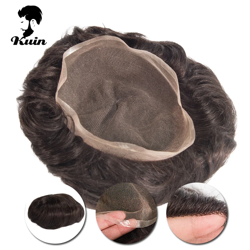 Men Toupee Frech Full Lace Male Capillary Prothesis Breathable Natural Hairpeice Indian Human Hair Replacement System 6