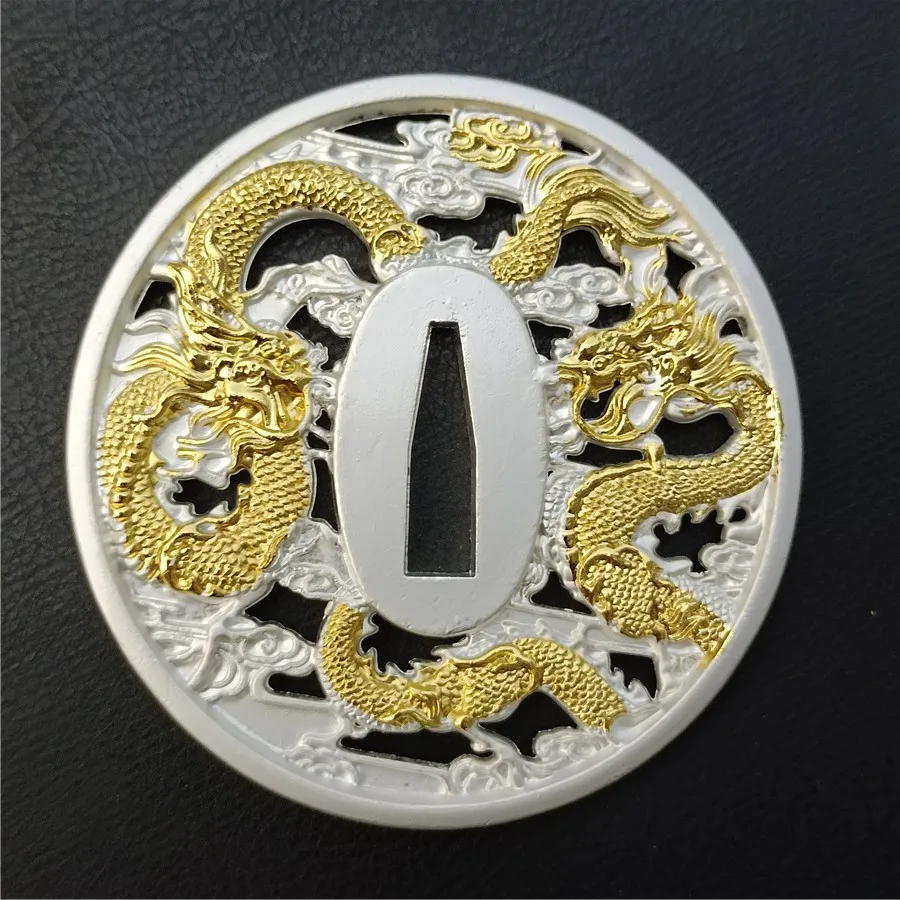 Golden Dargon Guard Tsuba Usually Used For Japanese Samurai Katana Sword Wakizashi Tanto Sword Katana Alloy Fittings