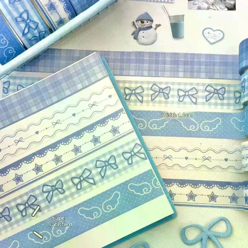 INS Style Wing Bow Grid Themed Tape Set Cute Patterns Perfect For Journaling Scrapbooking DIY Crafts Decoration Tape Roll 2/3Pcs