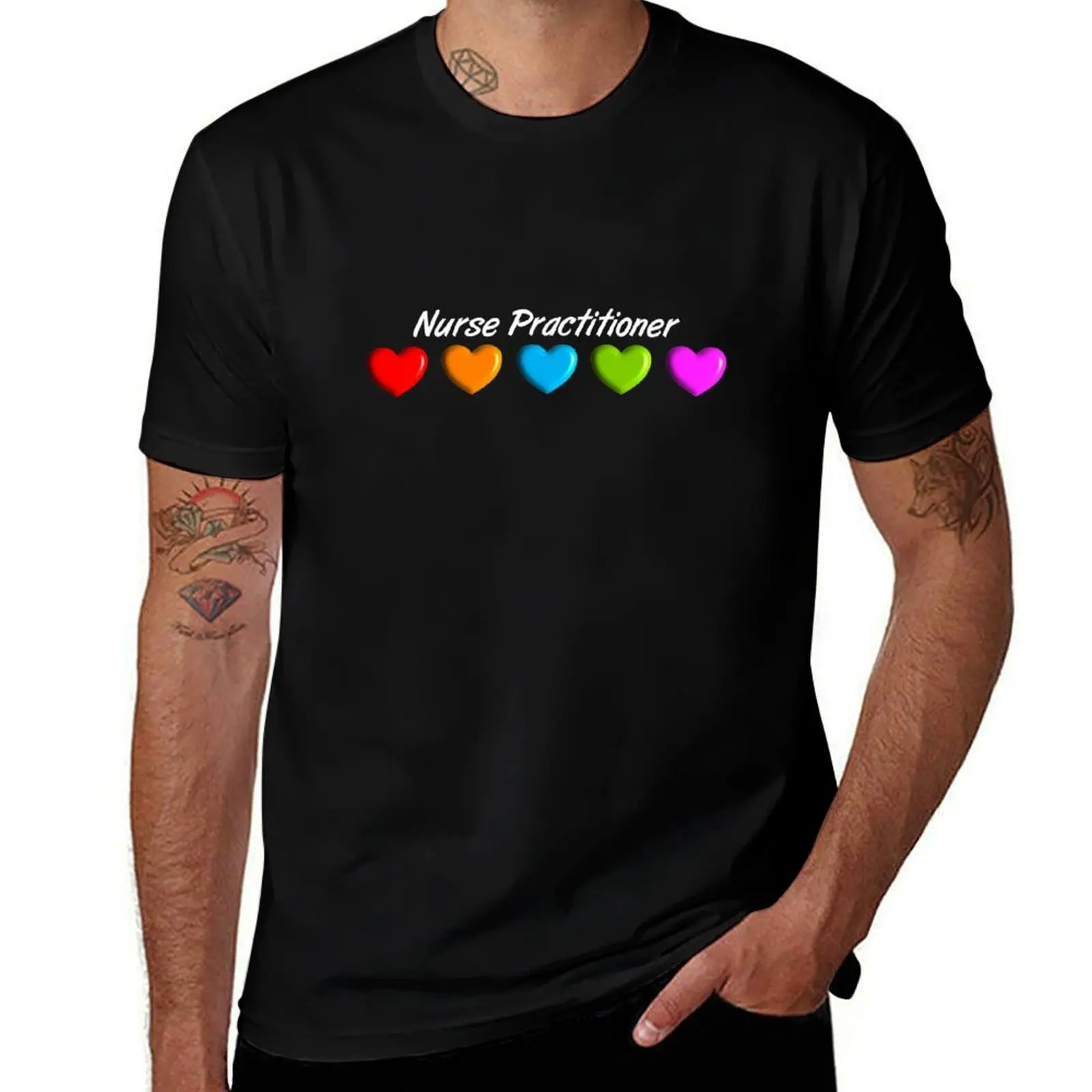 

Nurse Practitioner Colorful Hearts T-Shirt cotton t shirt man essential t shirt men t shirt cotton 100% T-shirt