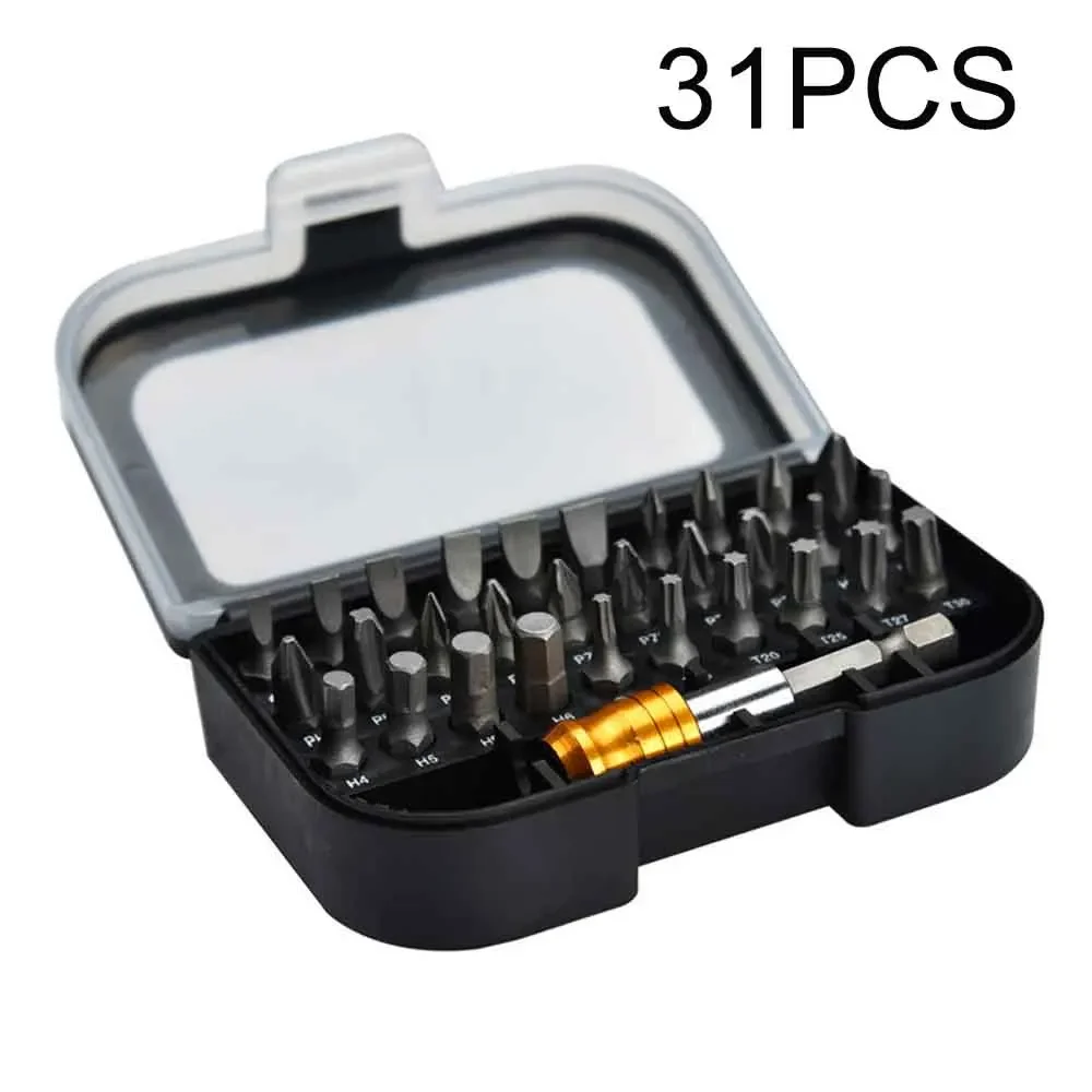 Hex Magnetic Holder Chave De Fenda Bits Set, Bit De Aço Carbono, H3, H4, H5, H5.5, T10, T15, T20, T25, T27, T30, 31pcs