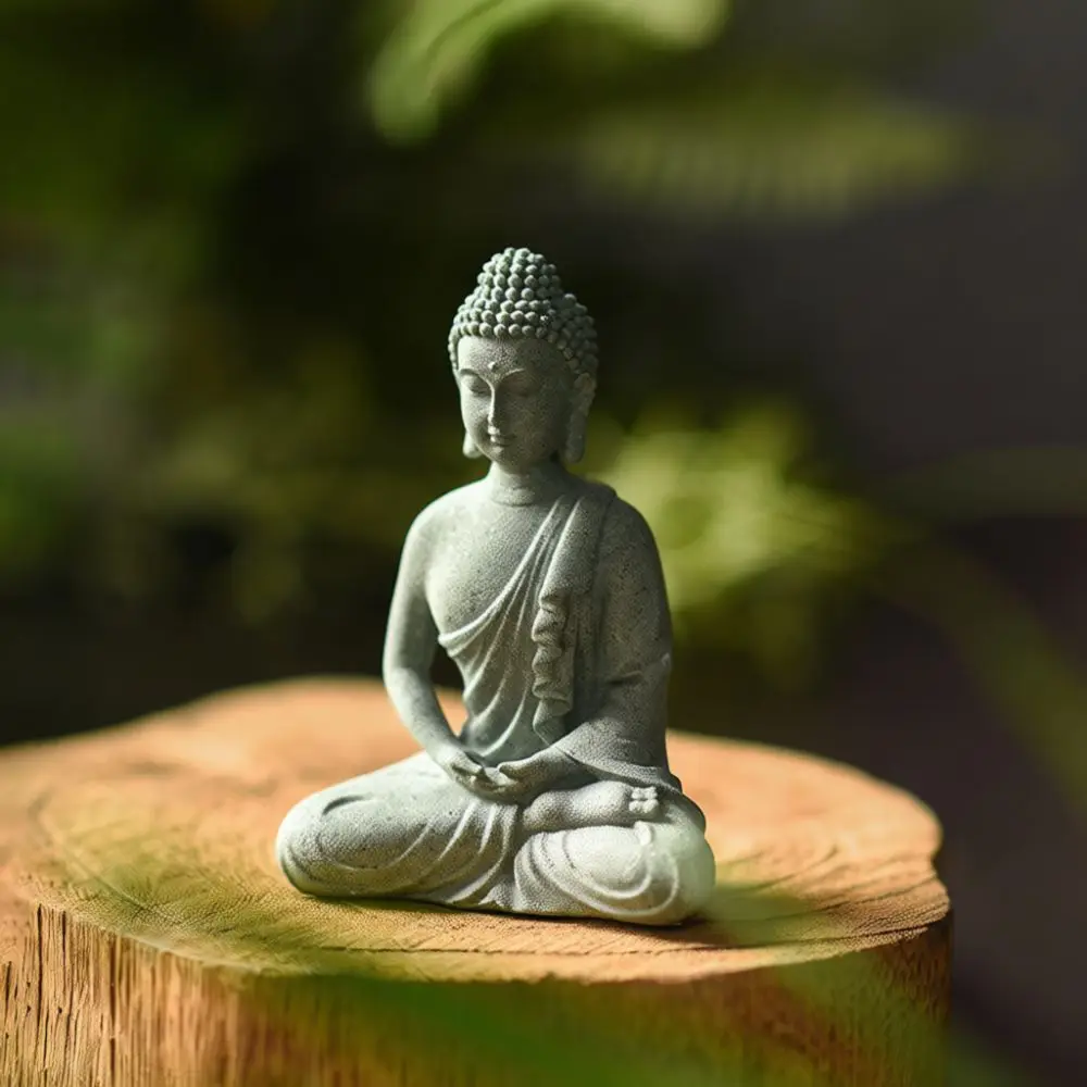 Zen Buddha Statue Ornament Sandstone Figurine For Home Decor Office Desk Aquarium Landscaping Decoration New Chinese Craft