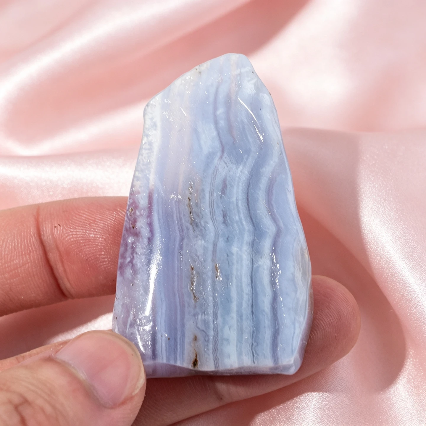 1PC Rare Natural Blue Lace Agate Freeform | Hand-Polished Agate Display Piece | Soft Blue Bands and Unique Natural Patterns