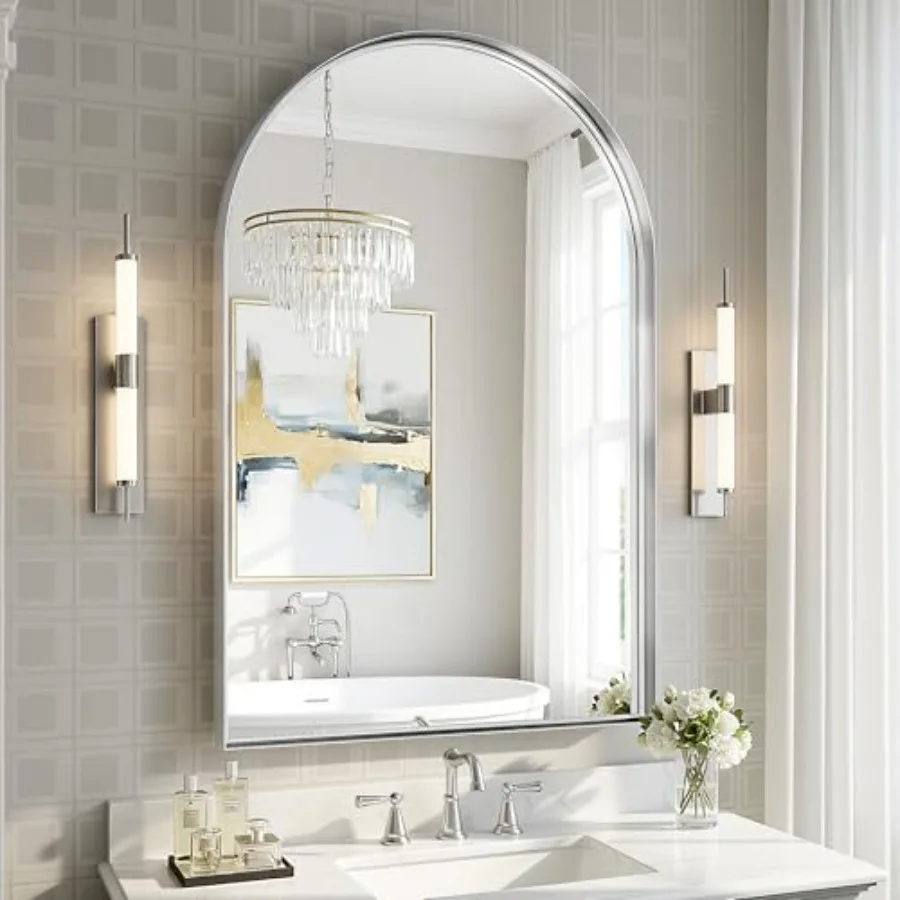 

ed Bathroom Mirror 24x36 Inch ed Wall Mirror with Metal Deep Frame Mirrors for Wall Decor Vanity Entryway Living Room