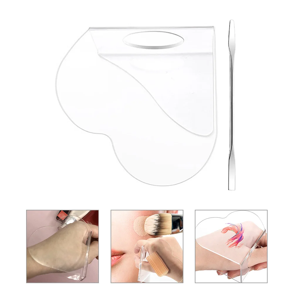

Acrylic Makeup Mixing Palette Heart Shaped Spatula Compact Lightweight Portable Foundation Blending Plate Beauty Tools Nail