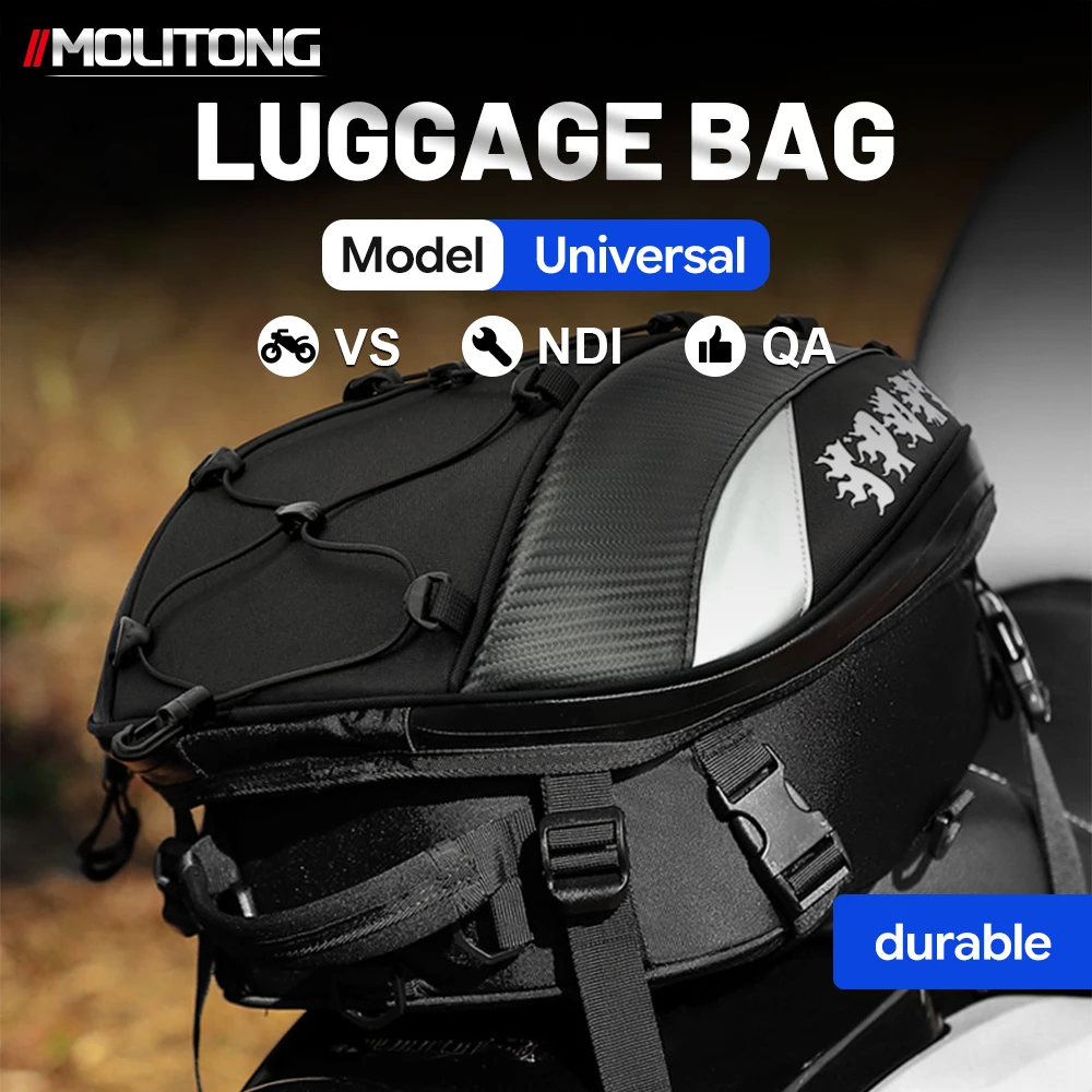 Motorcycle Rear Seat Pack Elastic Cord External Mount Reflective Trim Soft Travel Bag For Multi‑Scene Moto Tour Accessories