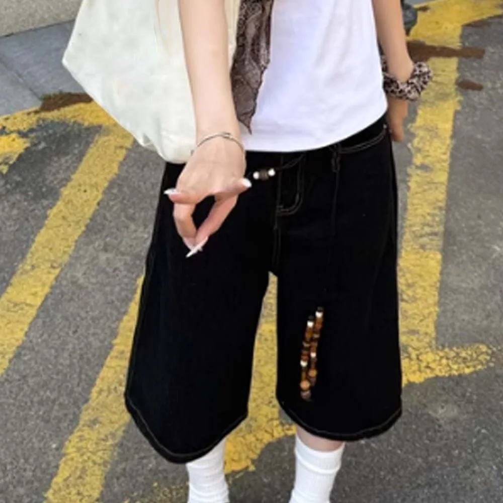 Ремень из смолы с деревянными бусинами, регулируемый плетеный пояс из искусственной кожи в этническом стиле, контрастный цвет, длинная поясная цепочка с кисточками в стиле ретро, крутая цепочка для девочек