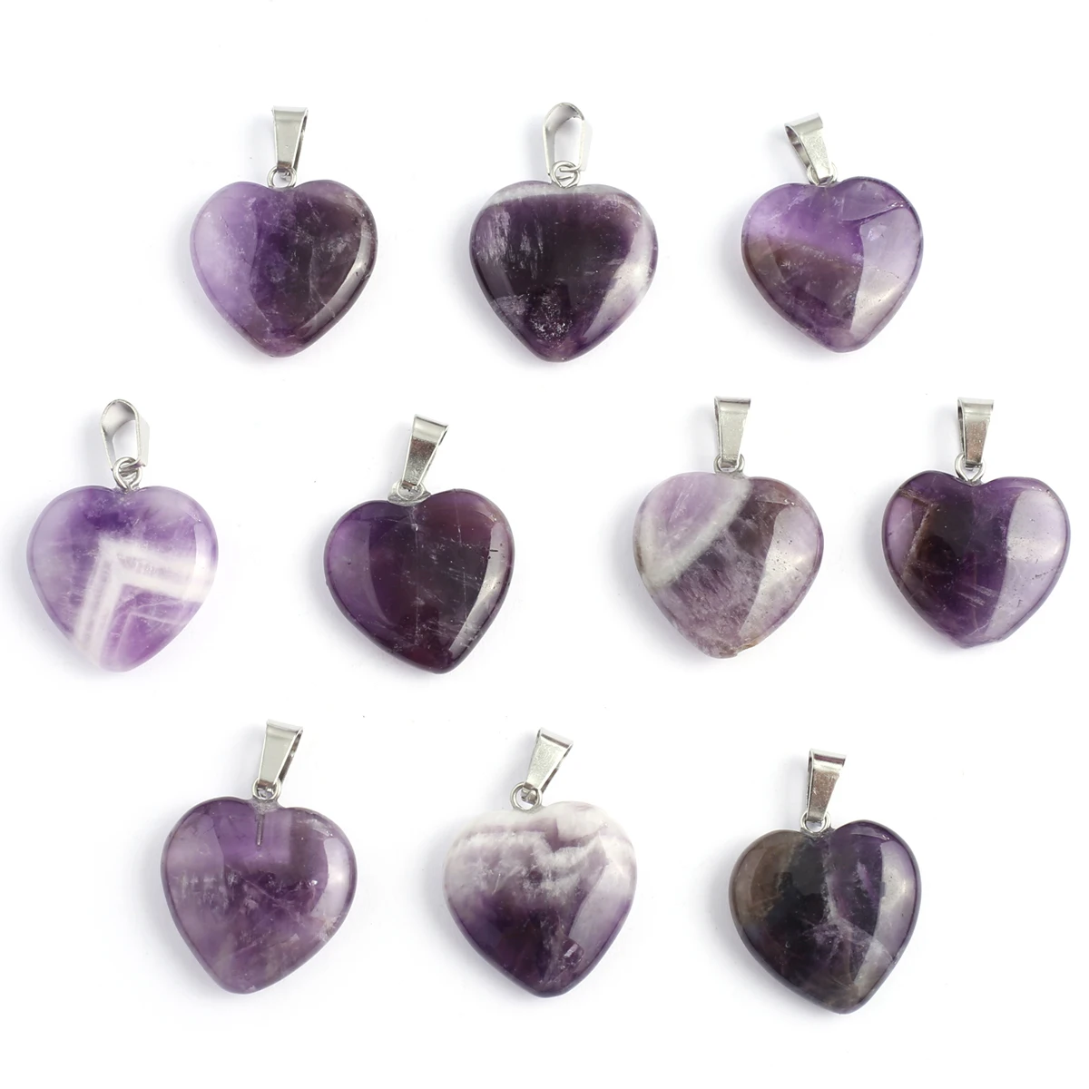 Charms Natural Amethyst Pendant Heart Shape Natural Stone Pendant for Making DIY Jewelry Necklace Earrings Accessory 26x16mm