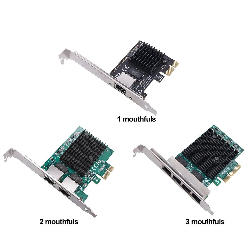 1/2/4 Port 2.5GB PCIe Network Card PCI-E NIC Network Card RJ45 NIC PCI Express Ethernet Adapter RTL8125BG Chip for Gaming Office