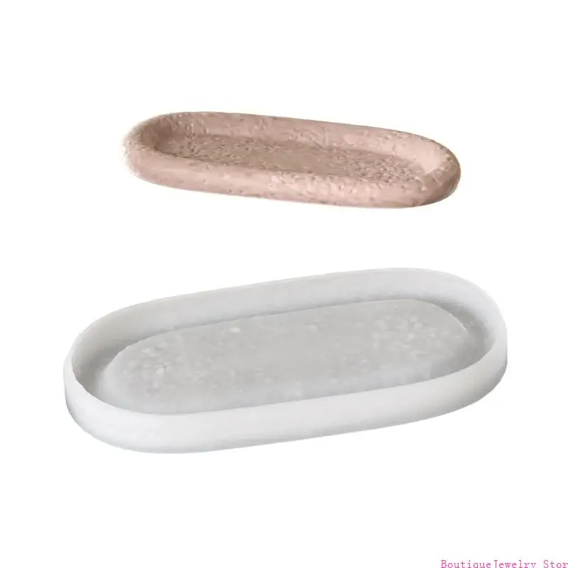 E1PE Silicone Tray Mold Epoxy Oval Shaped Plate Cup Mould Jewelry Making Tool