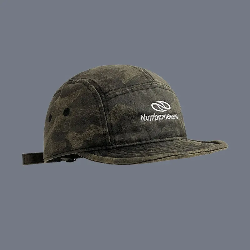 American Retro Washed Camouflage Tactical Short Brim  for Women Summer Workwear Short Brim Street Flip Brim Baseball Cap