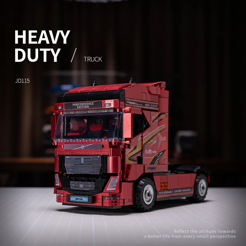 مجموعة مكعبات بناء شاحنة ثقيلة ومقطورة، نموذج مركبة نقل لمشهد شارع المدينة، طقم مكعبات للأولاد والكبار، هدية للأطفال 818 قطعة