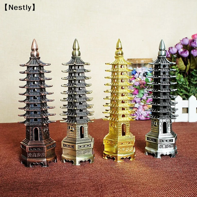Zinc Alloy Feng Shui Education Tower Levels Wen Chang Pagoda Desktop Ornaments〔Nest〕