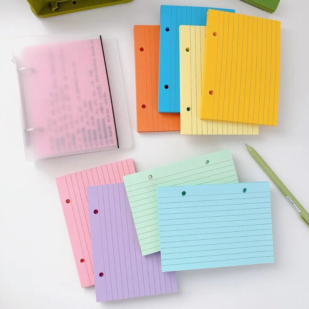 

200Sheets A6 Loose Leaf Notebook Refill Paper 2 Hole Indexing Cards Inner Refill Spiral Binder Paper To Do List Candy Color