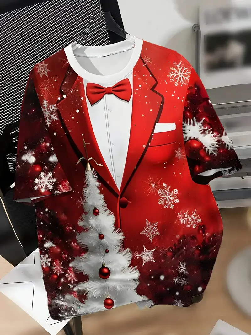 Men's Sports Jersey Santa Claus Christmas Short Sleeve T-Shirt Summer Graphic Tee Women's Sport T-Shirt Tops Merry Christmas