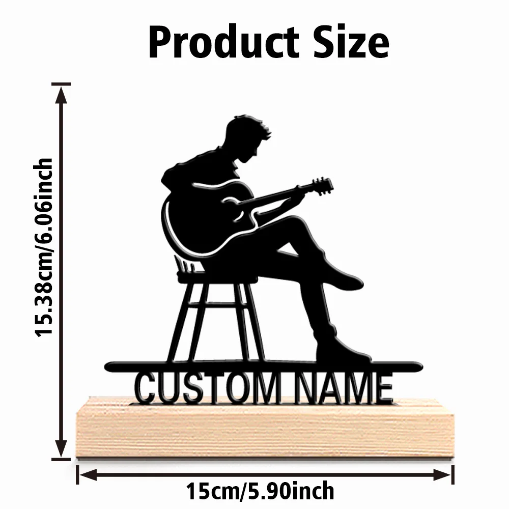 1pc Beauty Personalized Custom Guitar Metal Statues Music Lover’s Gift with Wooden Base Perfect for Singers Podcasters Studio