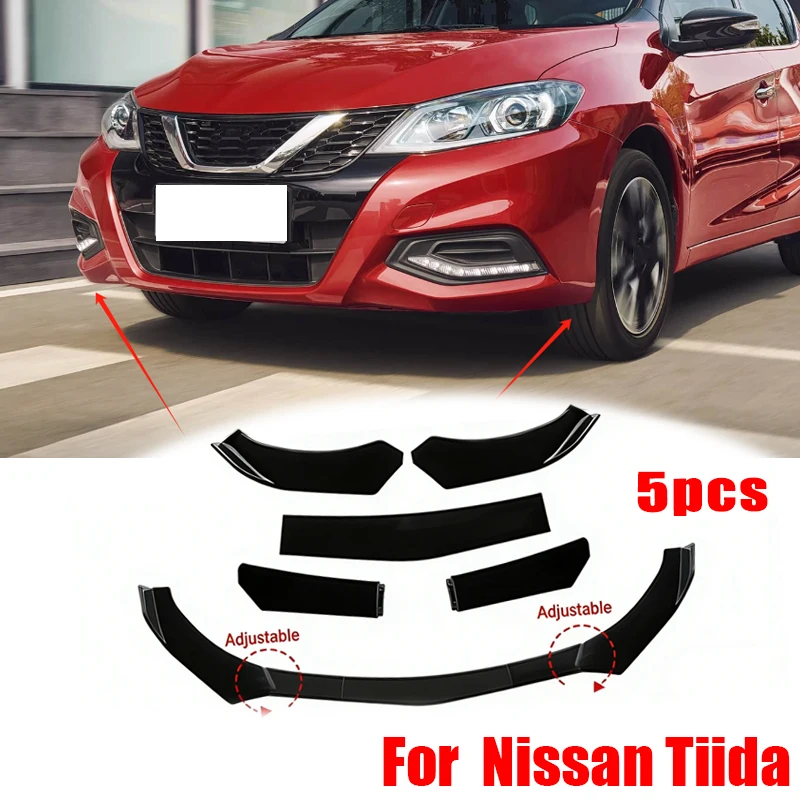 

5Pcs ABS Material Universal Car Front Bumper Separator Bumper Lip Body Kit Duck Lip Separator For Nissan Tiida Car Accessories