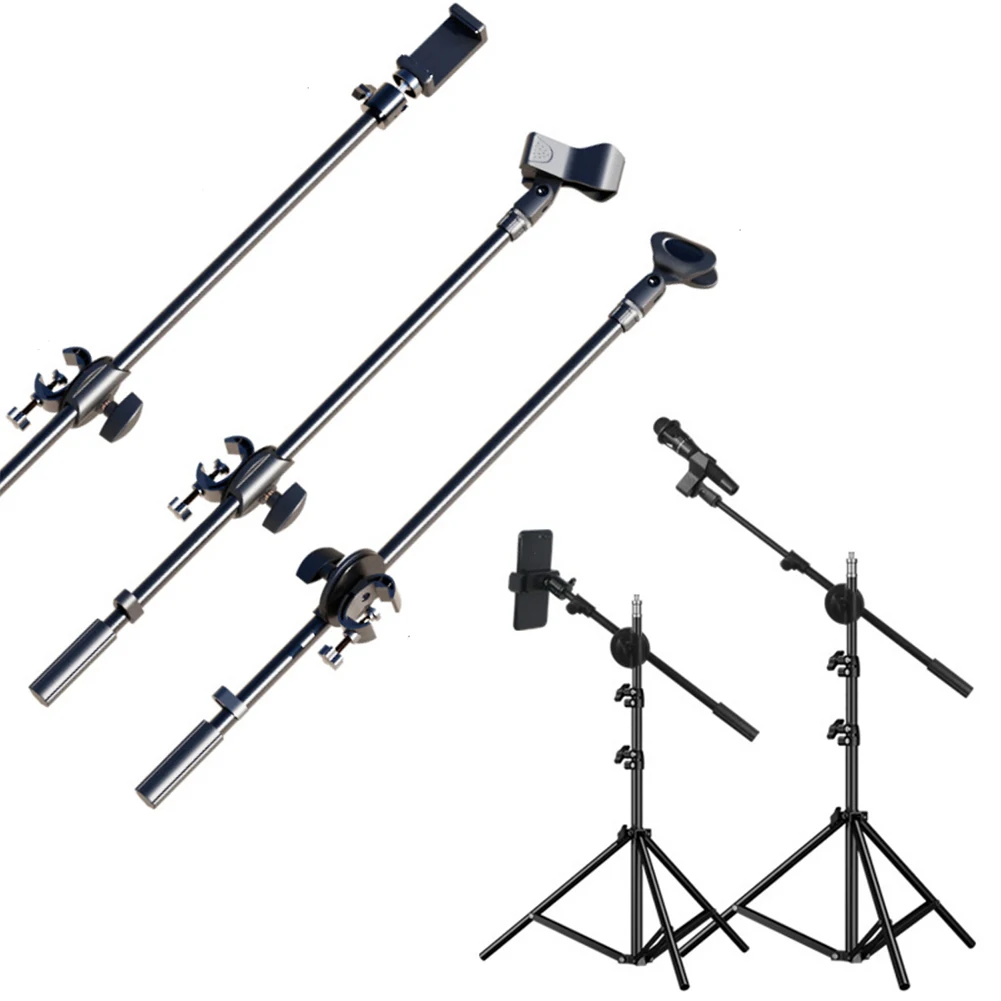 

Rotating Microphone Stand Boom Arms Mic Clip Phone Holder Extension Bracket 55CM Microphone Stand Adjustable Stage Tripod