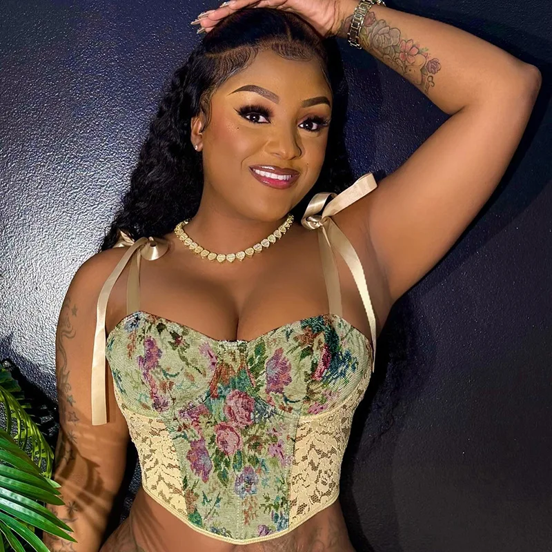 

Vinatge Women Lace Jacquard Corset Bustiers Bandage Backless Lace-up Girdle Slimming Belt Underbust Corsets Tops Curve Shaper