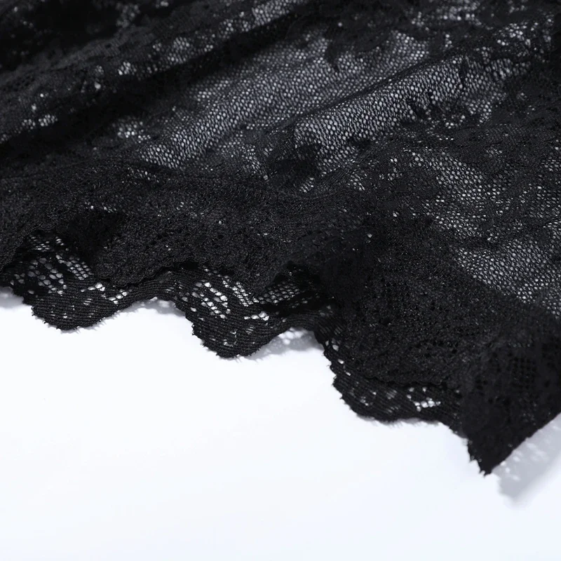 Sexy Schwarzer Damen-Spitzenbody, schmal geschnitten, Neckholder, rückenfrei, ärmellos, Party- und Abend-Jumpsuit, Sommer 2026, kurzer Damen-Jumpsuit – Detail 5