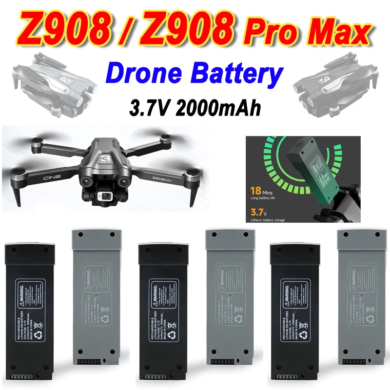 

Original Z908 Max Drone Battery 3.7V 2000mAh For Z908 ProMax Dron Battery Z908 Lipo Battery Accessories Parts