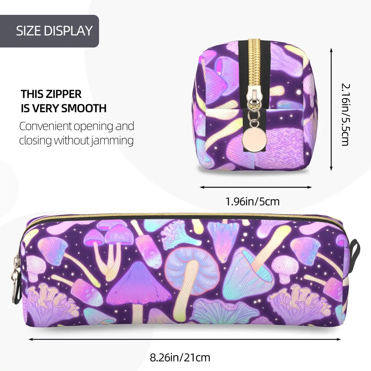 Psychedelic Mushroom Pencil Case Fun Pen Box Bags Kids Big Capacity School Supplies Cosmetic Pencil Pouch