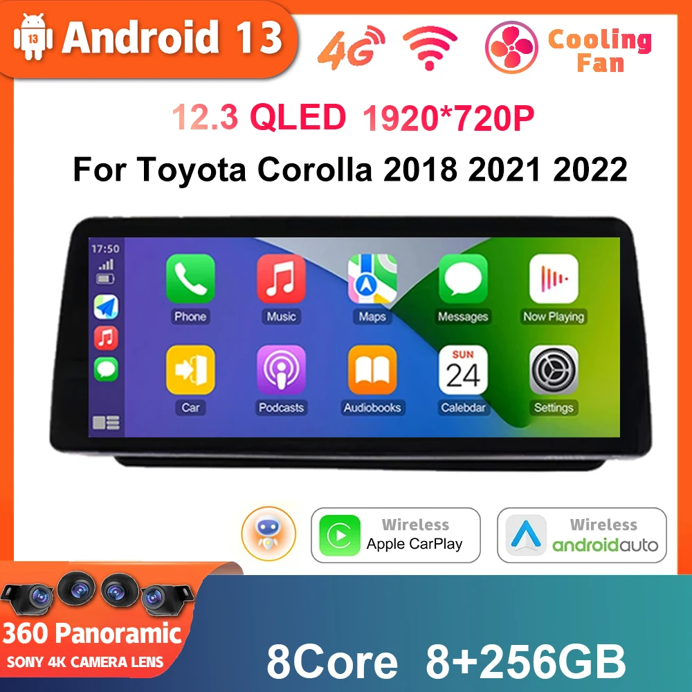 12.3 inch 8+256G For Toyota Corolla 2018 2021 2022 Car Multimedia Video Player GPS Navigation Radio Android 13 Carplay DSP Sound