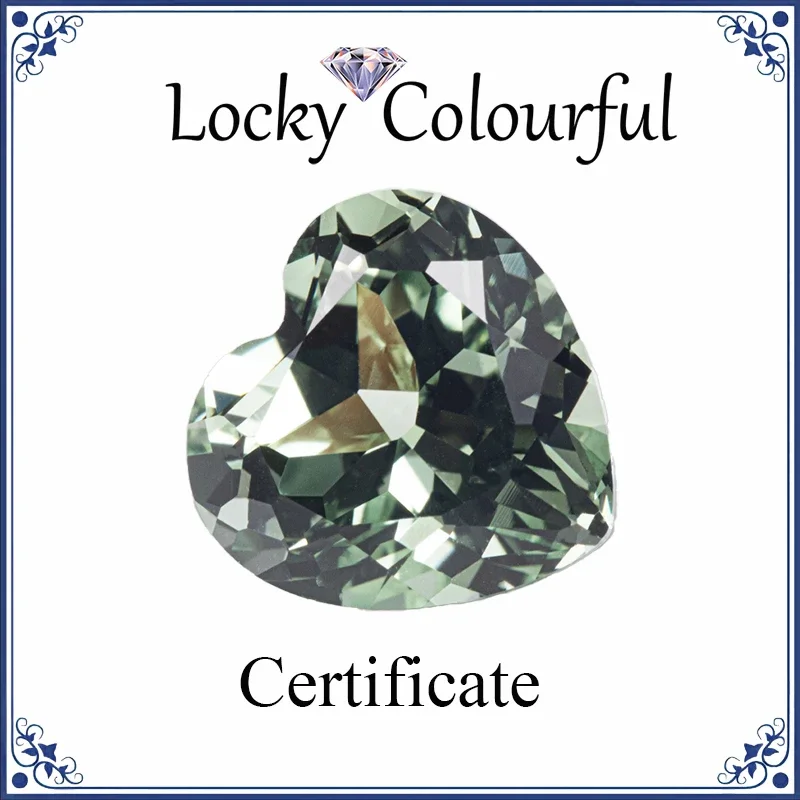 

Lab Grown Sapphire Green Color Top Quality Heart Shape Charm Beads for Diy Jewelry Making Earrings Selectable AGL Certificate