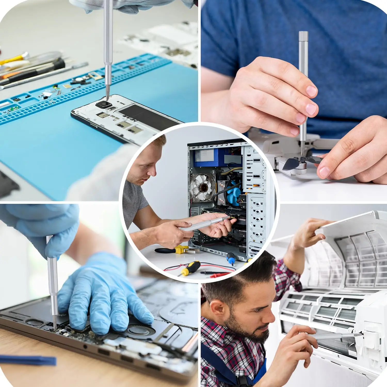 مجموعة مفكات براغي دقيقة 25 في 1 - لقم T5/T6/T8 مغناطيسية، مقبض ألومنيوم غير قابل للانزلاق، حافظة ABS لجهاز MacBook/PS5/iPhone/Electroni