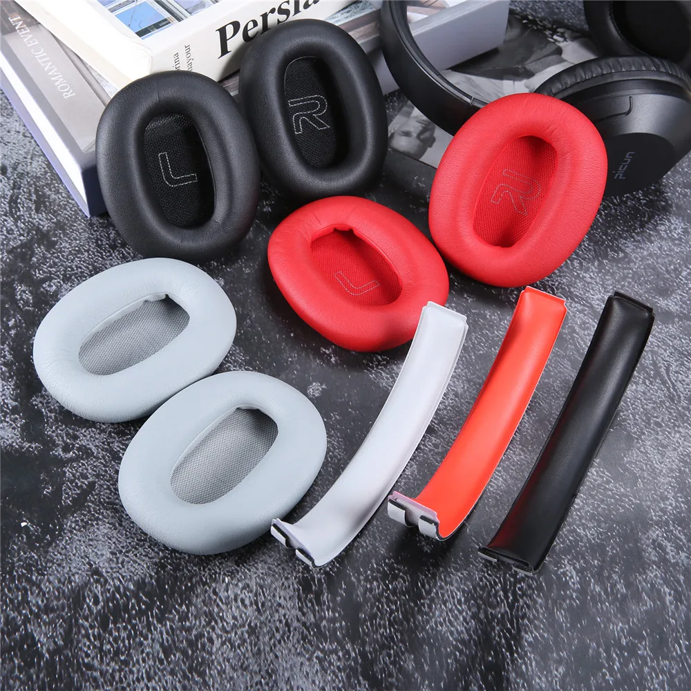 Replacement Headphone Earpads Headband fit for Edifier W820BT W828NB Headset Black/Gray/Red/White Protein Leather Soft Sponge