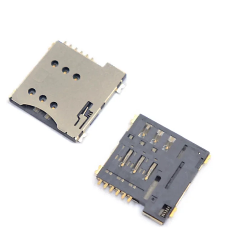 Micro SIM Card Slot Adapter, 6P, 6-Pin Titular do cartão, Conecte o uso para o telefone, Self Push Type, 10Pcs