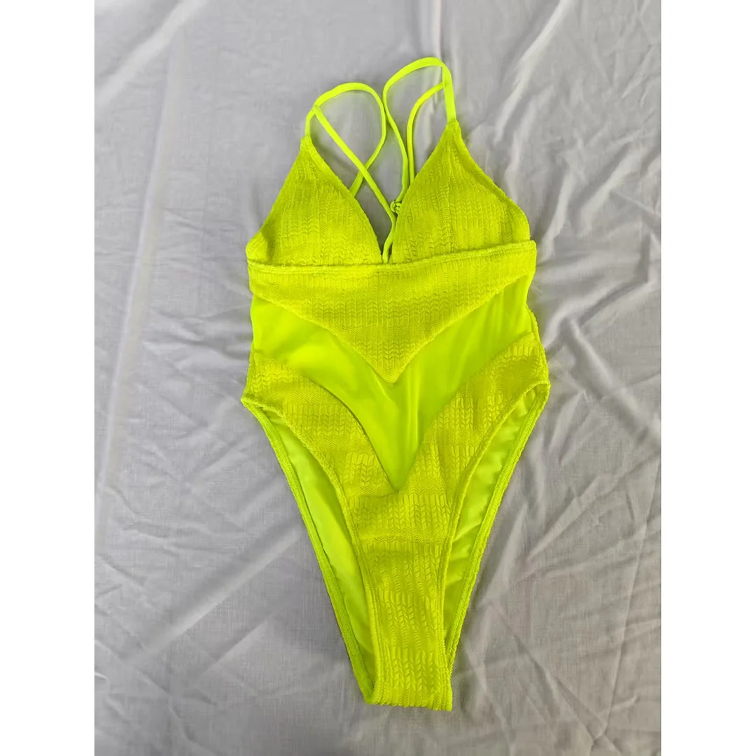 S - XXL, 5 Farben, V-Ausschnitt, transparentes Netzmaterial, Damen-Badeanzug, einteiliger Badeanzug, Damen-Badebekleidung mit hohem Beinausschnitt, Monokini, Badeanzug, Badebekleidung, Modell V6168. – Detail 40