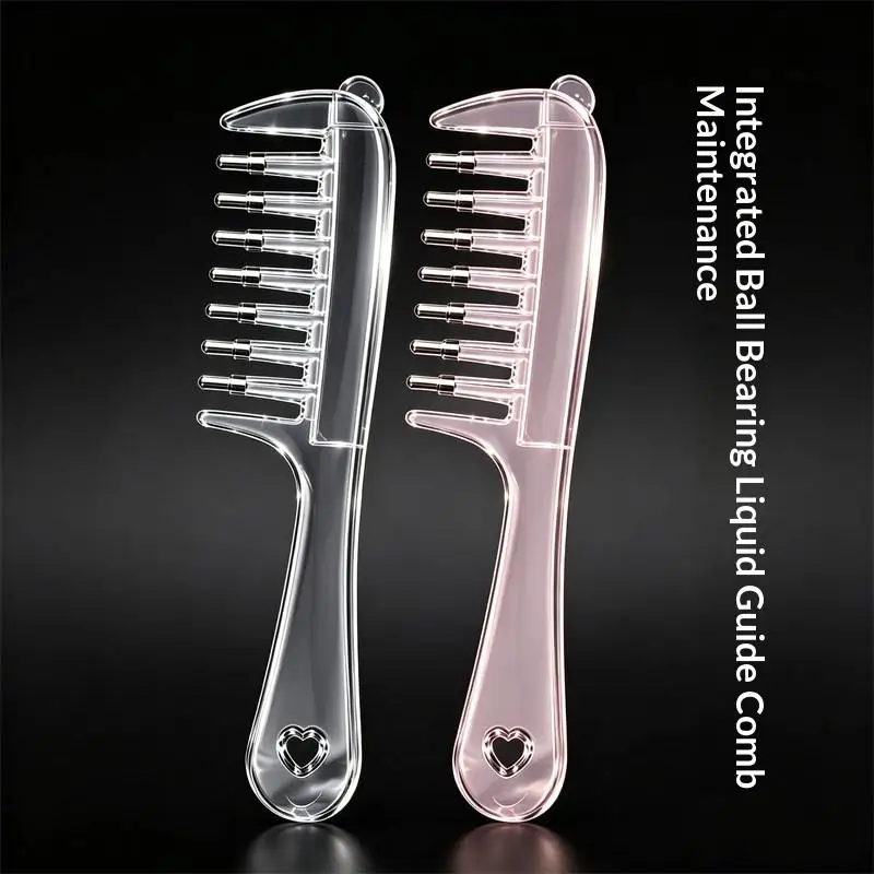 1Pcs Home Salon Tool Unisex Transparent Essential Oil Applicator Massage Comb With Built-In Liquid Reservoir Rolling Metal Teeth