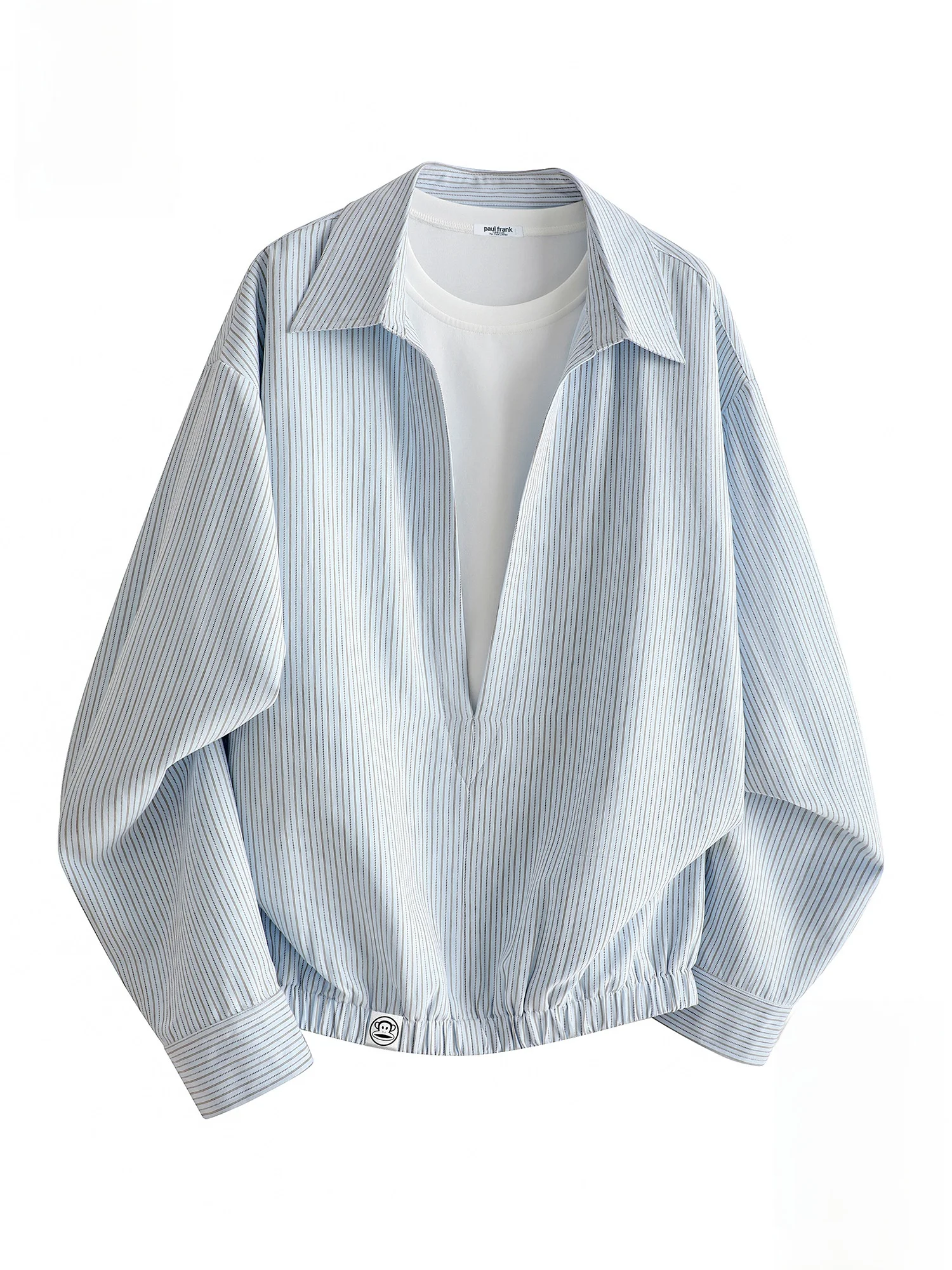 

PaulFrank Monkey Brand mat Sle Collared Jaet Men's Spring New Loose Casual Striped Outerwear Polyester Fiber Long ...