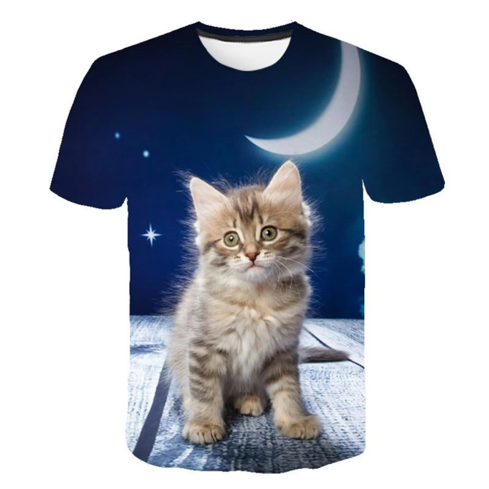 

Men's T-Shirt Cute Cat 3D Print Fashion Unisex Short Sleeve Loose and Comfortable Tops Streetwear Trend Pullover Men's Clothing