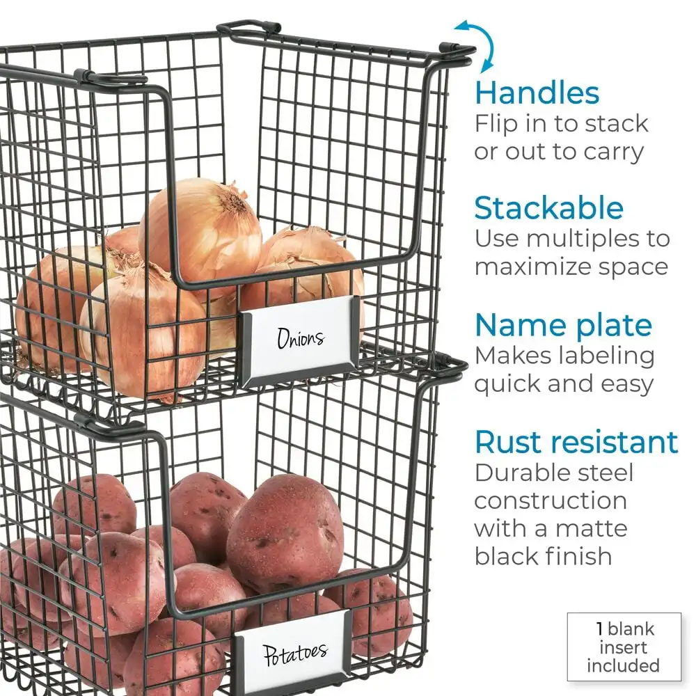 iDesign Classico Stackable Basket 10" x 10" x 7.75", Matte Satin