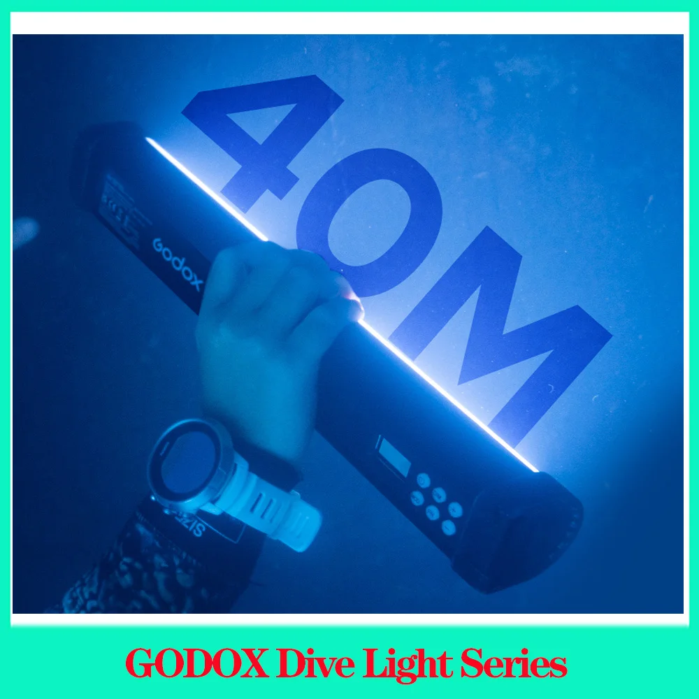 Godox Dive Light 40 Meters Underwater Waterproof Video Tube Light with Fluorescent Buttons for Dreamy Portrait Photography Lamp