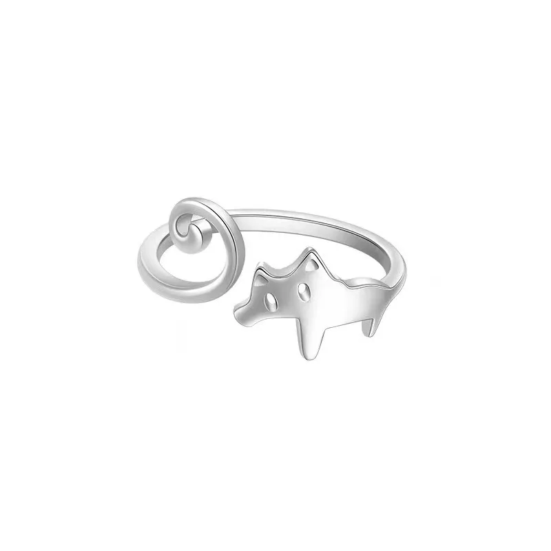 Nuovo arrivo dolce gatto carino 925 sterling silver moda gattino animale squisito personalità anelli di apertura R331