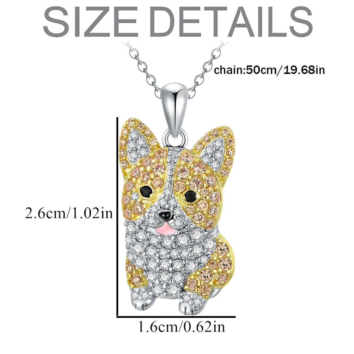 Creative Cute Sparkling Corgi Pendant Necklace for Women Exquisite Pet Puppy Jewelry Accessories Holiday Gifts for Dog Lovers