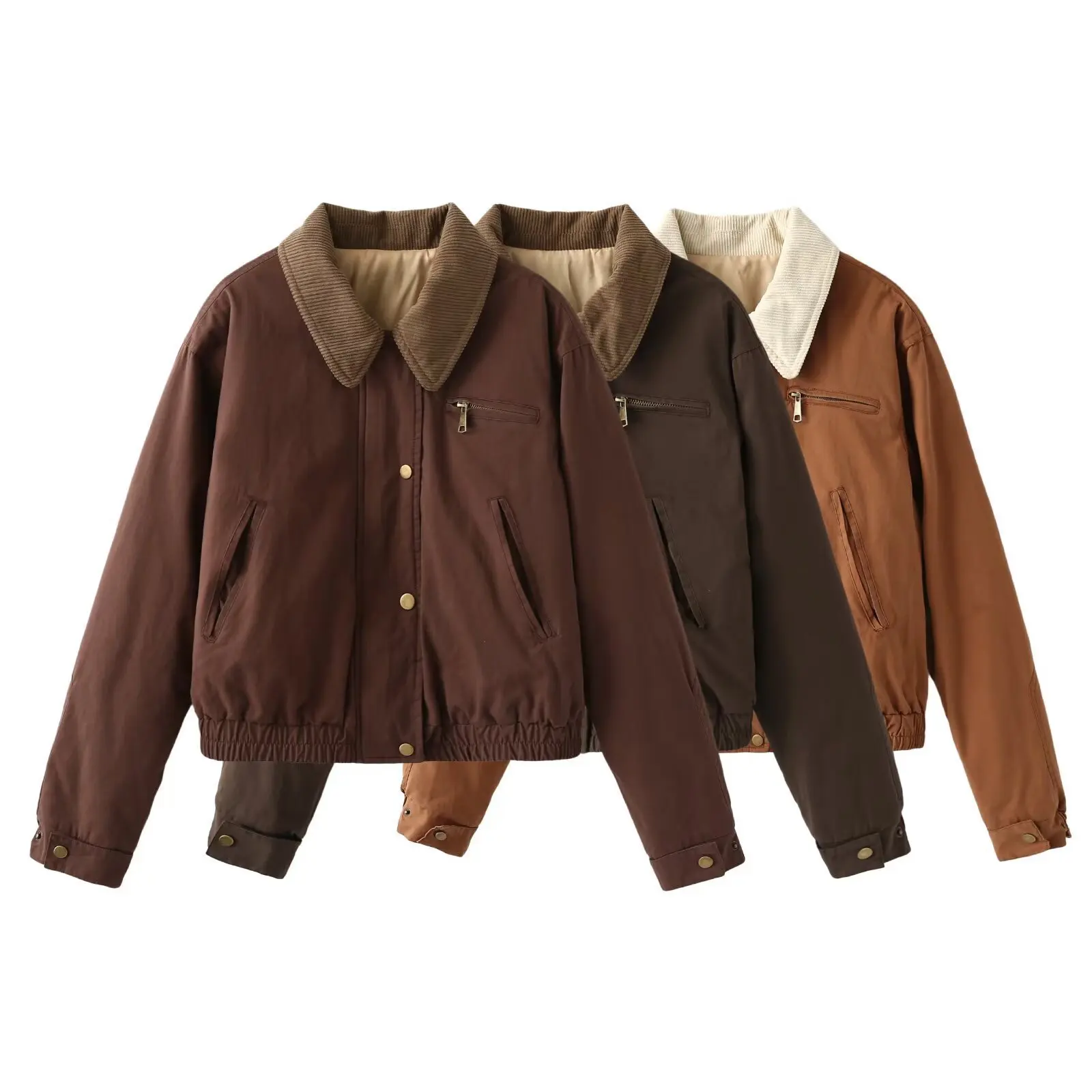 Cappotto con colletto Jaet ort in velluto a coste ricco di cotone Fem Faion Stagione autunnale Vestibilità ampia Sle Tendenza transoceanica Beau