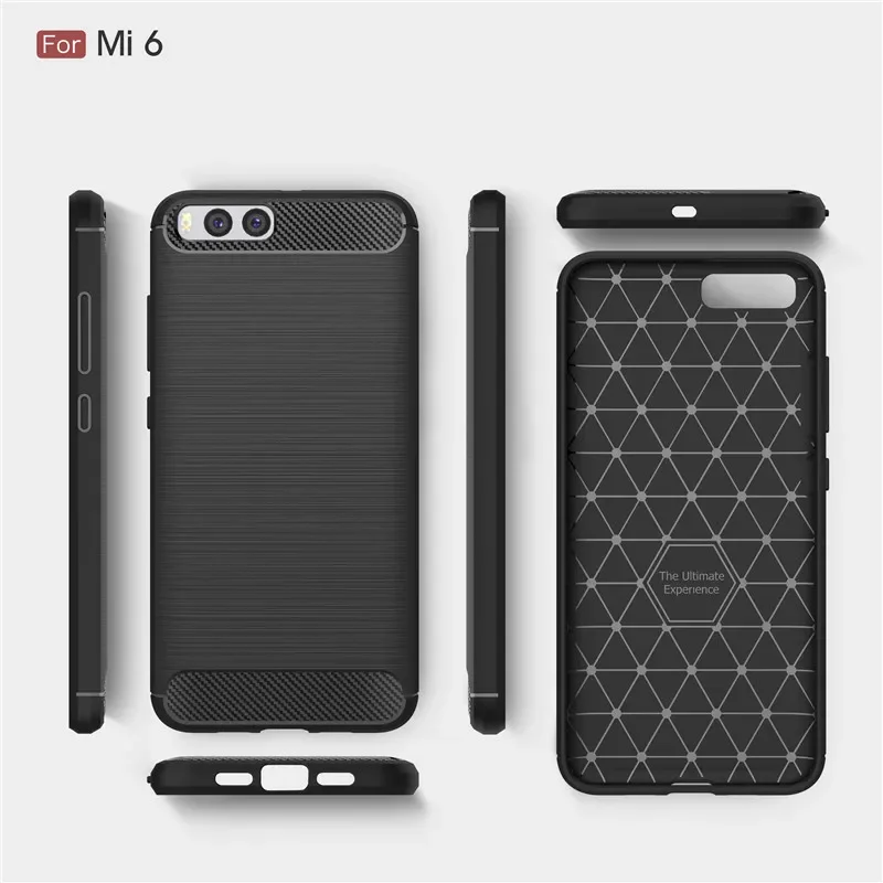 Slim Armor For Xiaomi MI6 Phone Case Silicone Soft Carbon Fiber Phone full Cases Cover for Xiaomi MI 6 Case Capa Coque Shell