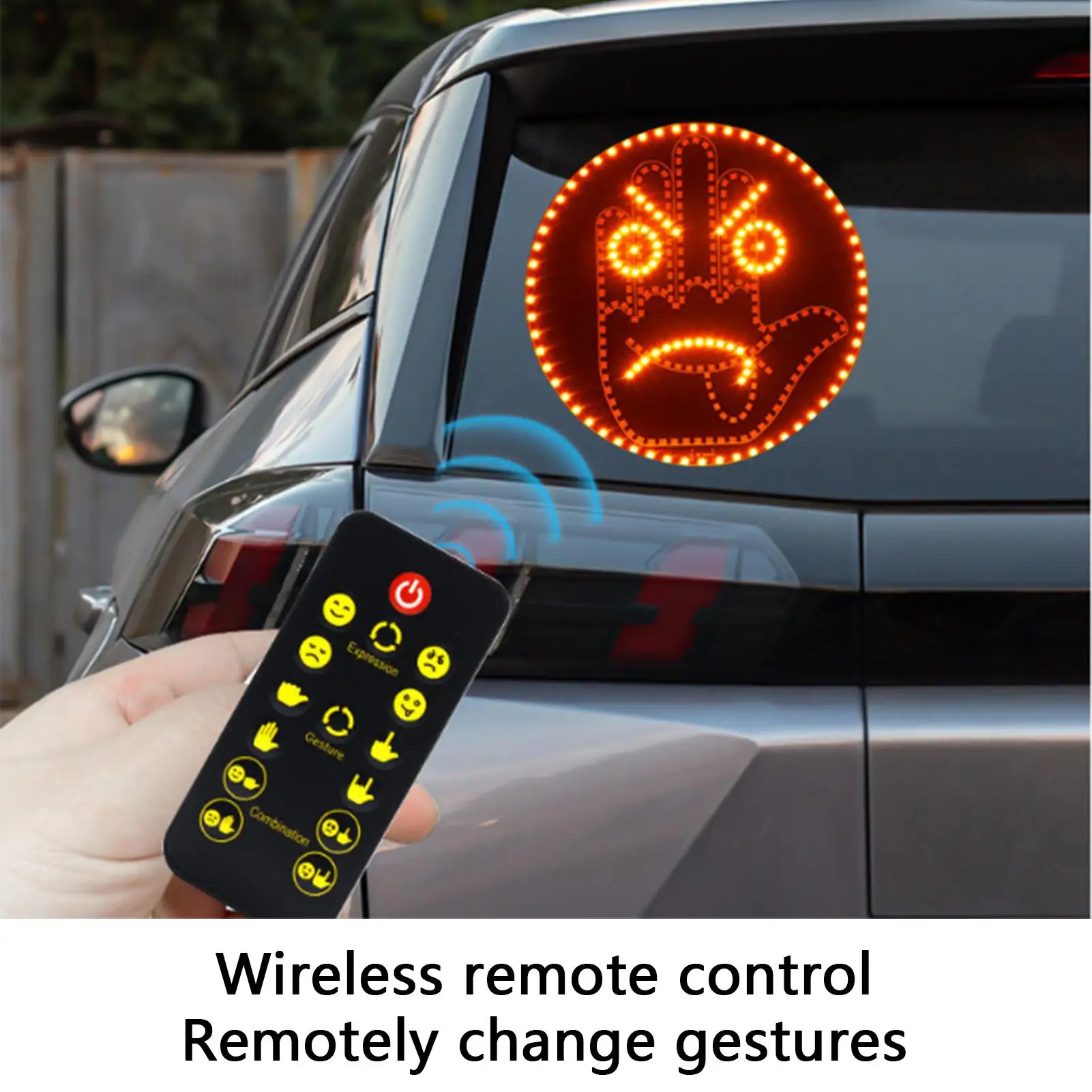 

Car Hand Gesture Light Funny Auto Warning Lamp Smile Face Signal Light for Sedan SUV Truck Fleet Driver Travel Road Trip