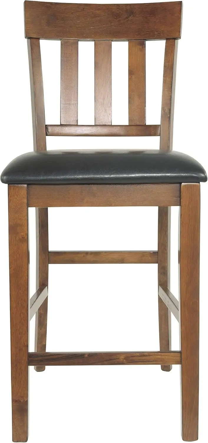 Signature Design by Ashley Ralene Traditional 26" Counter Height Faux Leather Seat Barstool, 2 Count, Brown