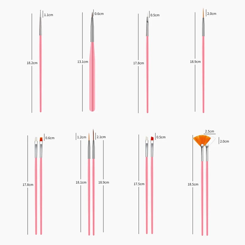Pędzel do paznokci do manicure Pędzel do żelu do zdobienia paznokci 15 sztuk / zestaw Pędzel do paznokci Pędzel do żelu