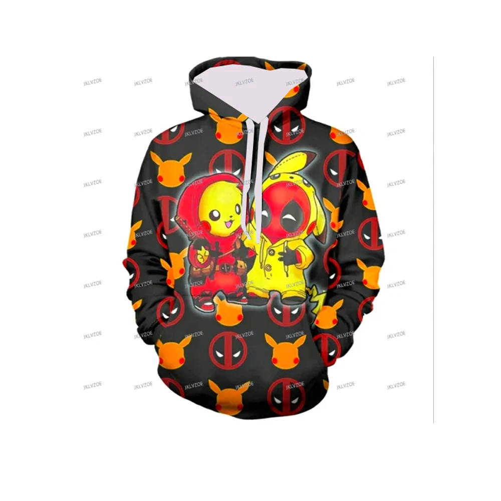 جديد مارفل ديدبول بيكاتشو البلوز الكرتون النساء الرجال البلوز القمم 2025 موضة جديدة زوجين هوديي البلوفرات #4