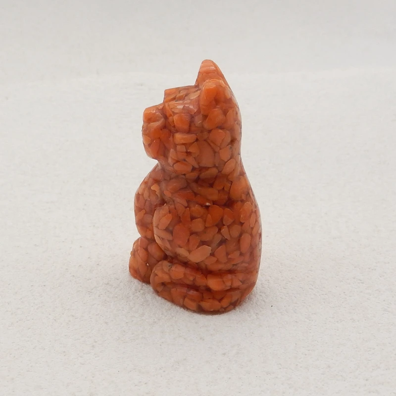 Lucky Cat Ornament Natural Stone Italian Coral Cute Cat For Decoration Gemstones Jewelry Pendant Free Drilling 43x25x18mm 24g